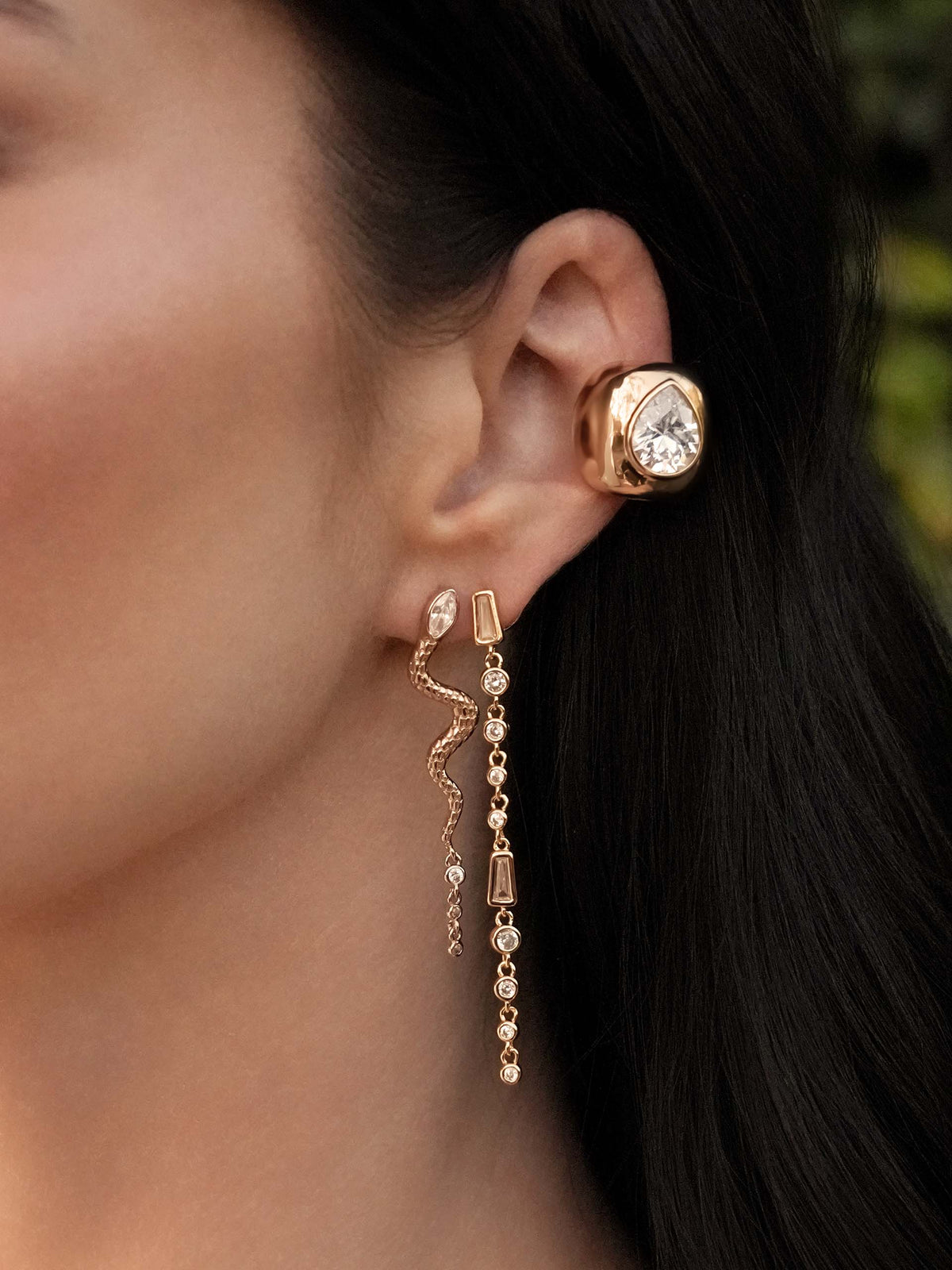 Serpentina Snake Earrings - Clear Crystal with 18k Gold Plating | Ettika