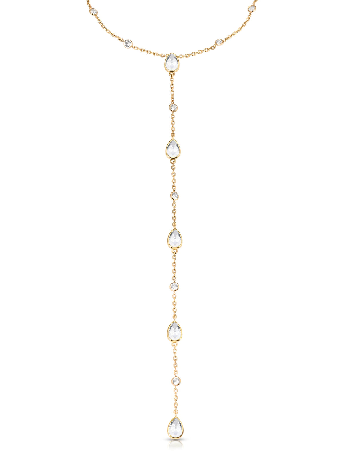 Marquise Crystal Lariat - Clear Crystal with 18k Gold Plating | Ettika