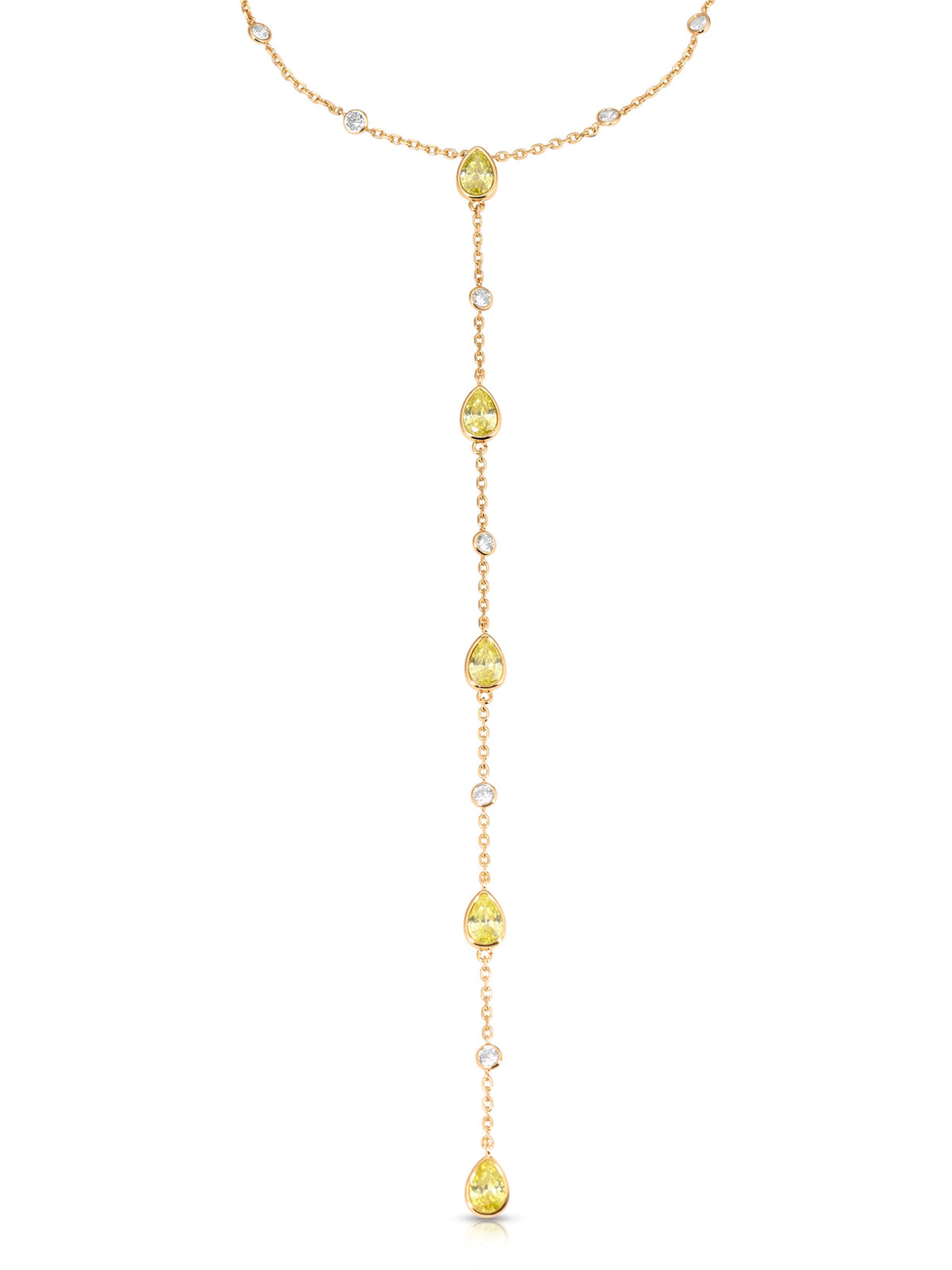 Marquise Crystal Lariat - Clear Crystal with 18k Gold Plating | Ettika
