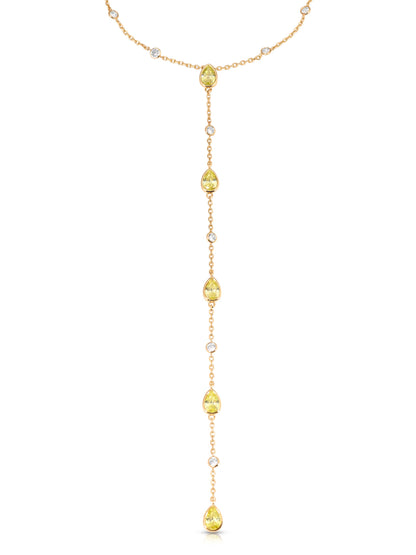 Marquise Crystal Lariat - Clear Crystal with 18k Gold Plating | Ettika