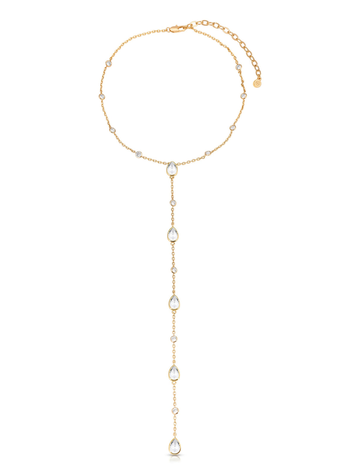 Marquise Crystal Lariat - Clear Crystal with 18k Gold Plating | Ettika
