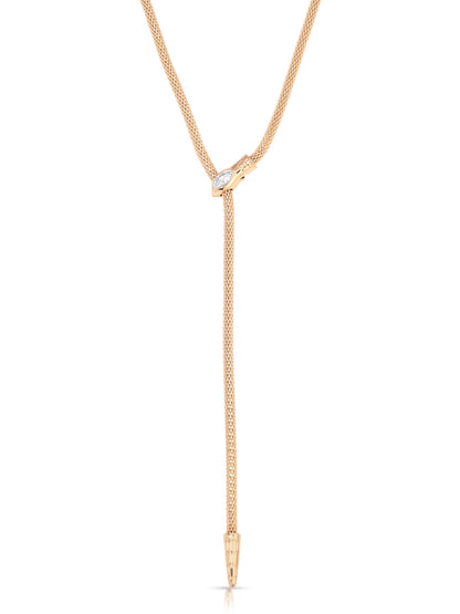 Serpentina Snake Lariat - Clear Crystal with 18k Gold Plating | Ettika