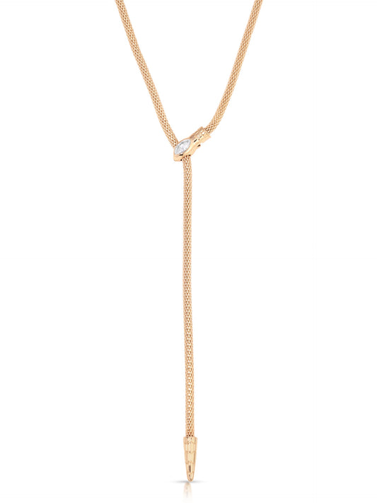 Serpentina Snake Lariat - Clear Crystal with 18k Gold Plating | Ettika