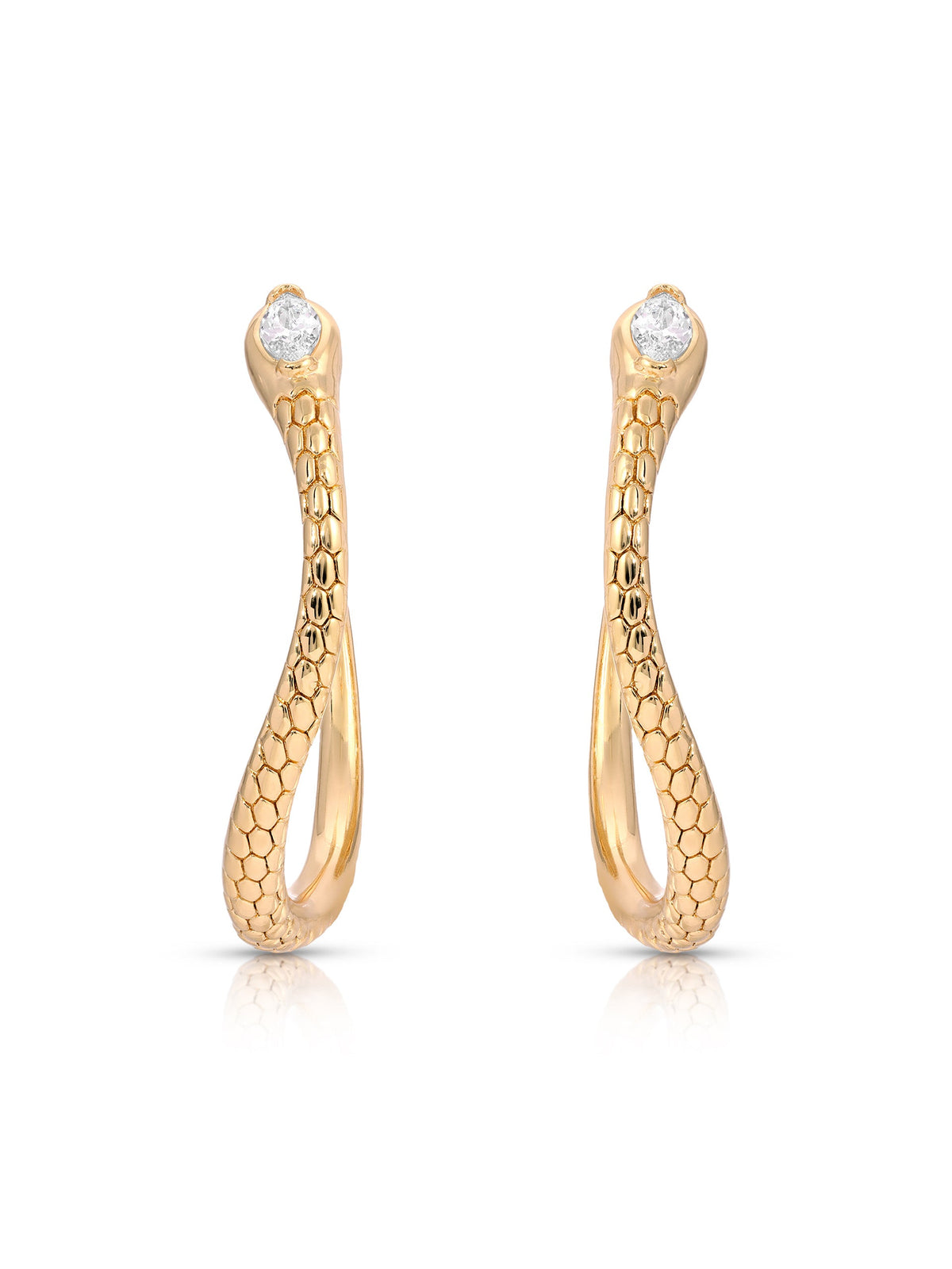 Serpentina Snake Hoops - Clear Crystal with 18k Gold Plating | Ettika