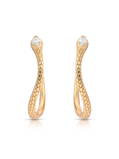 Serpentina Snake Hoops - Clear Crystal with 18k Gold Plating | Ettika