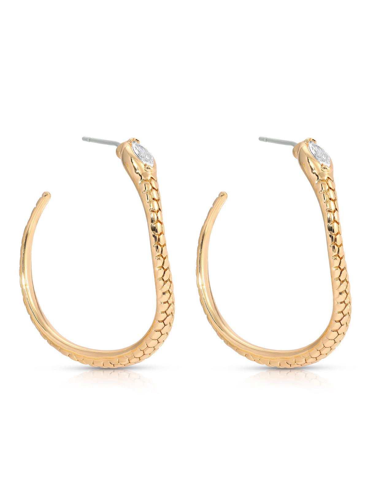 Serpentina Snake Hoops - Clear Crystal with 18k Gold Plating | Ettika
