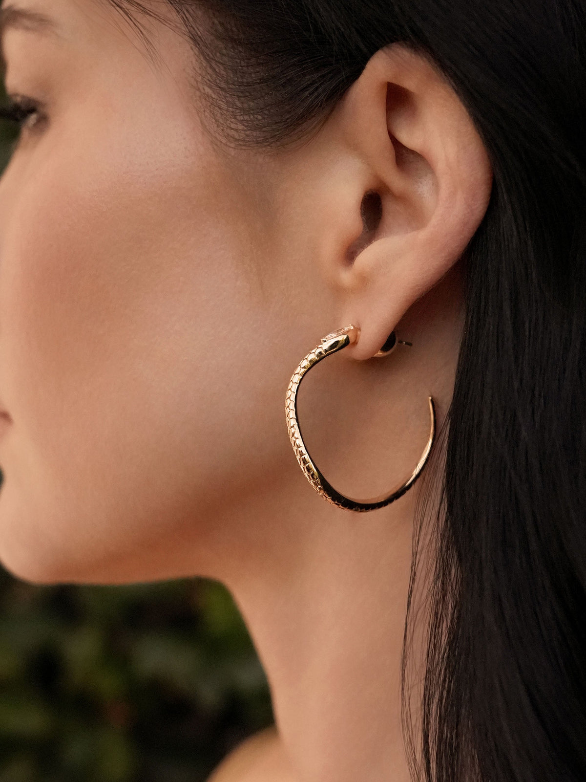 Serpentina Snake Hoops - Clear Crystal with 18k Gold Plating | Ettika