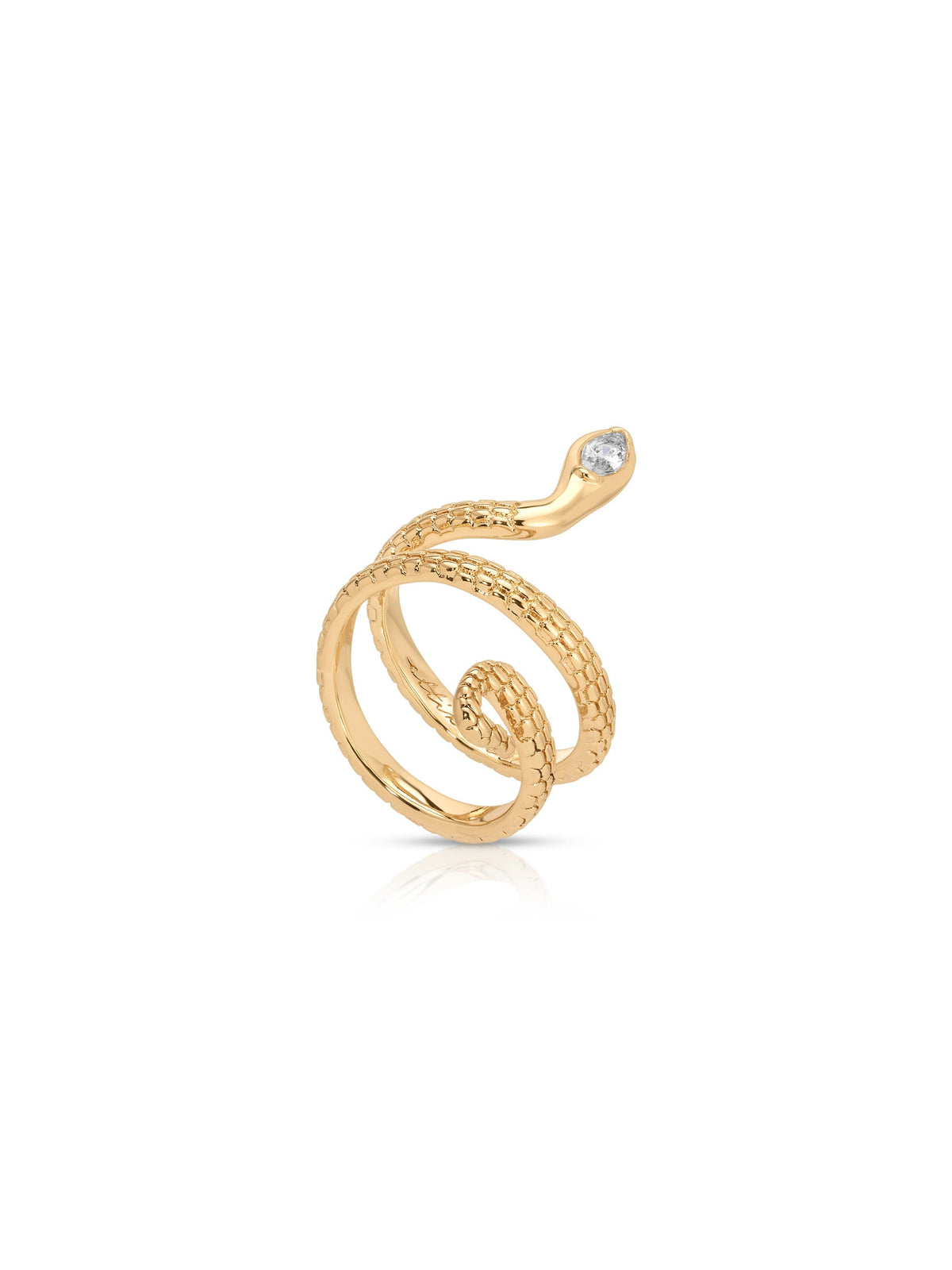 Serpentina Snake Ring - Clear Crystal with 18k Gold Plating | Ettika