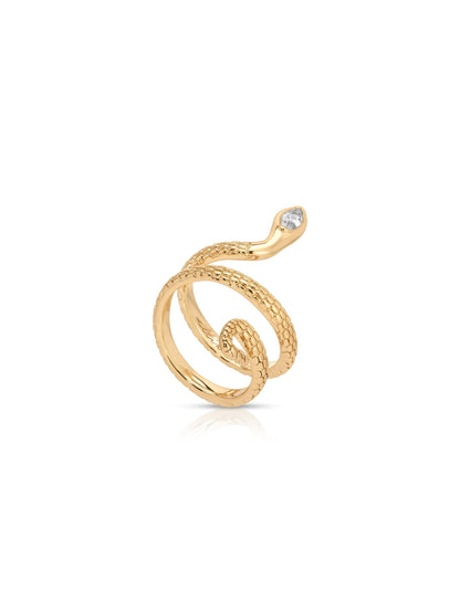 Serpentina Snake Ring - Clear Crystal with 18k Gold Plating | Ettika