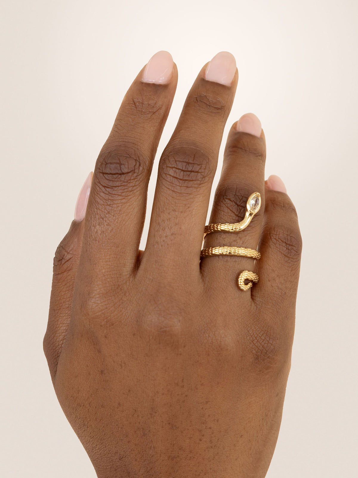 Serpentina Snake Ring - Clear Crystal with 18k Gold Plating | Ettika