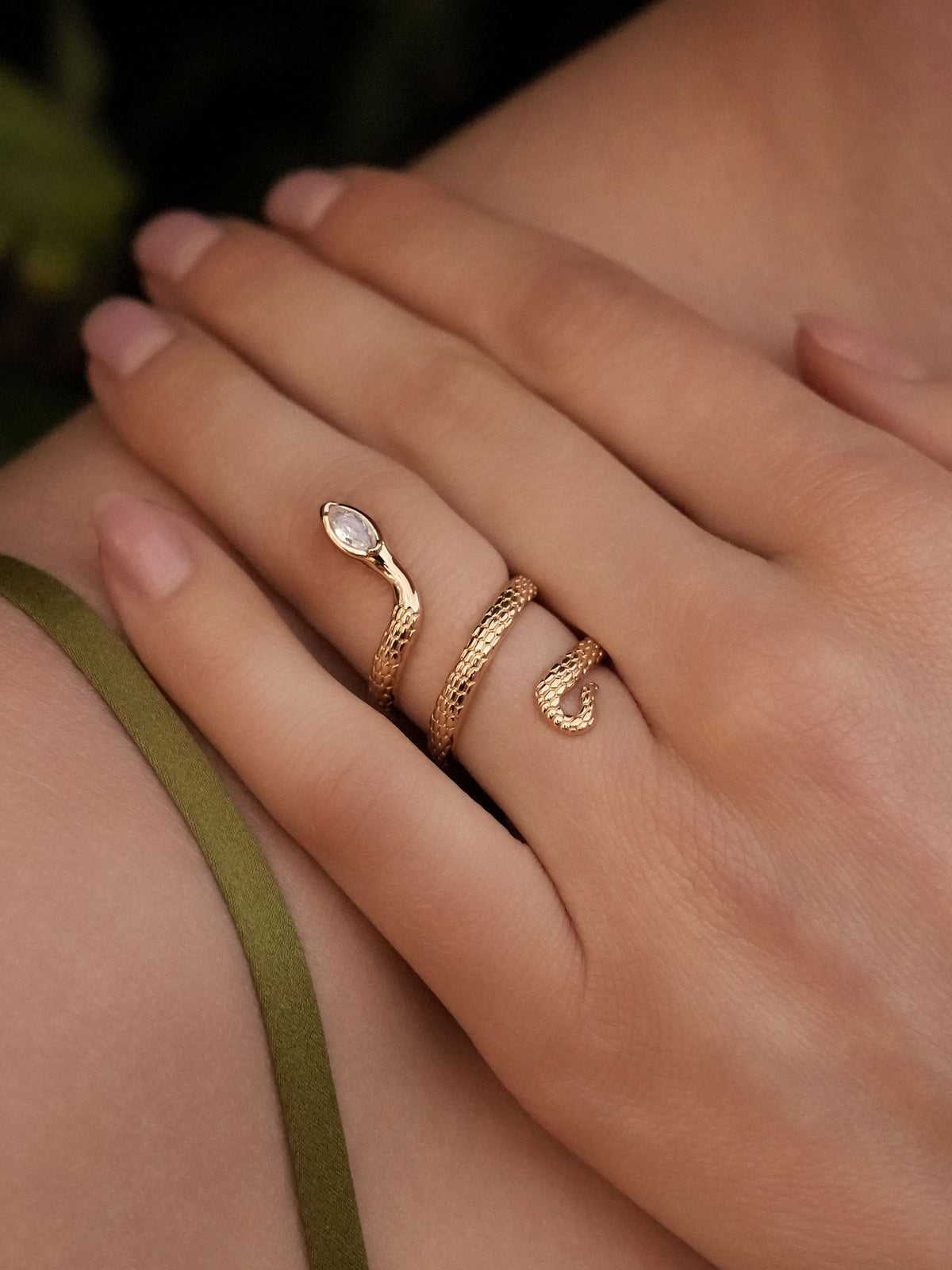 Serpentina Snake Ring - Clear Crystal with 18k Gold Plating | Ettika