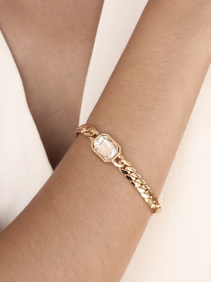Deco Bracelet - Clear Crystal with 18k Gold Plating | Ettika
