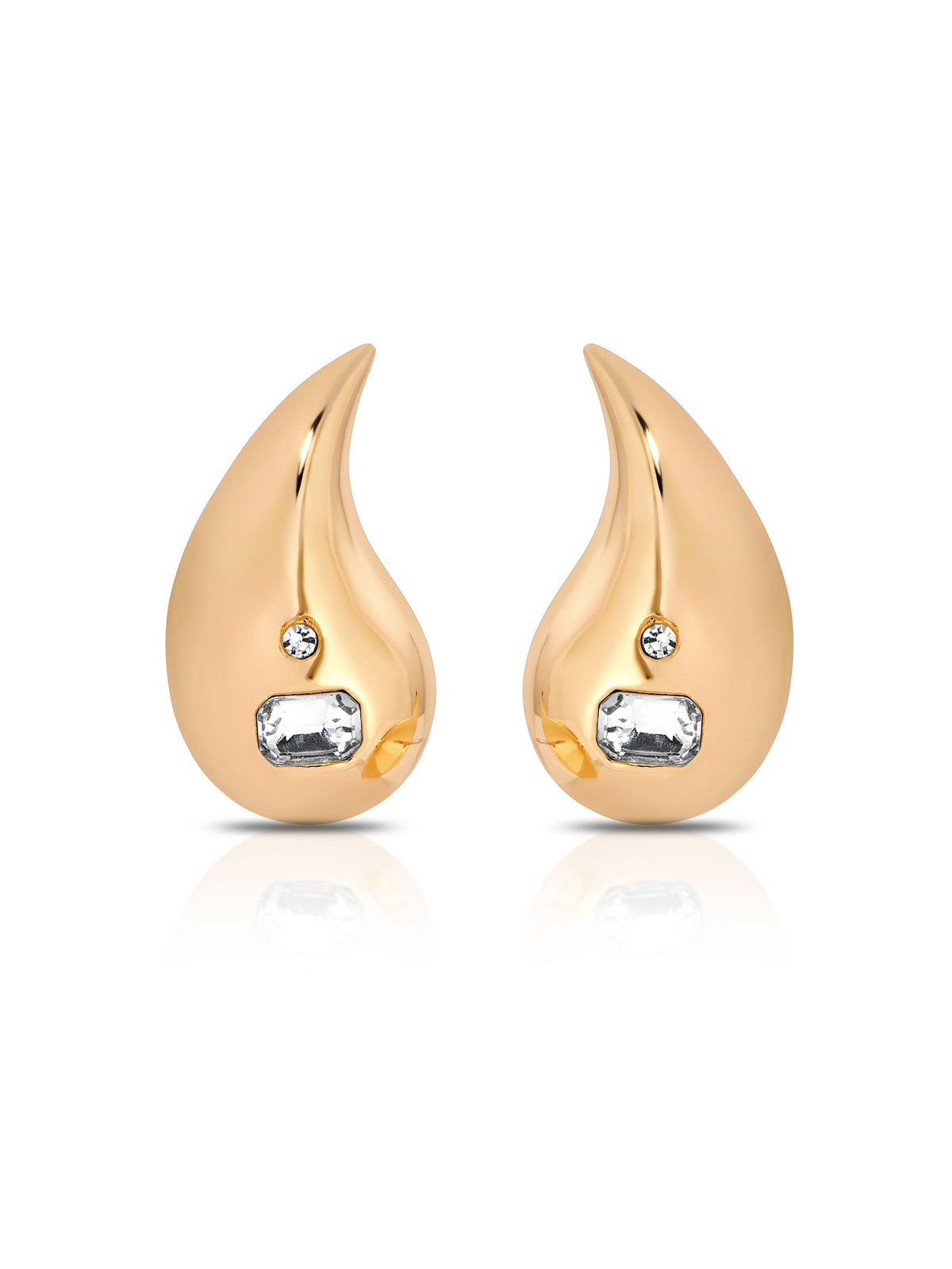 Droplet Earrings - Clear Crystal with 18k Gold Plating | Ettika