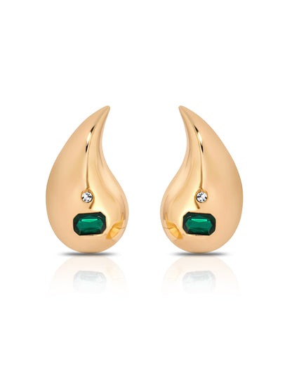 Droplet Earrings - Clear Crystal with 18k Gold Plating | Ettika
