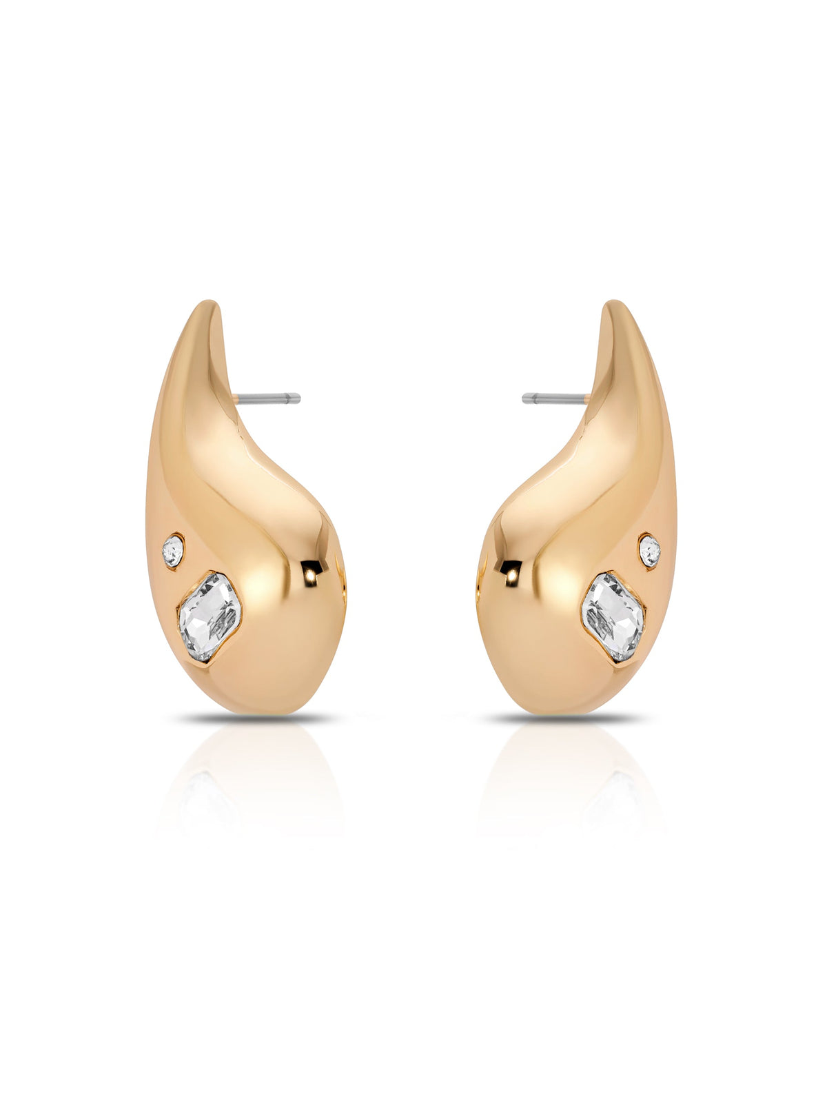 Droplet Earrings - Clear Crystal with 18k Gold Plating | Ettika