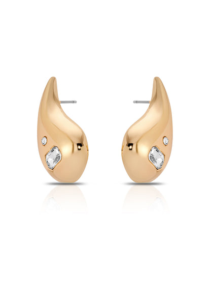 Droplet Earrings - Clear Crystal with 18k Gold Plating | Ettika