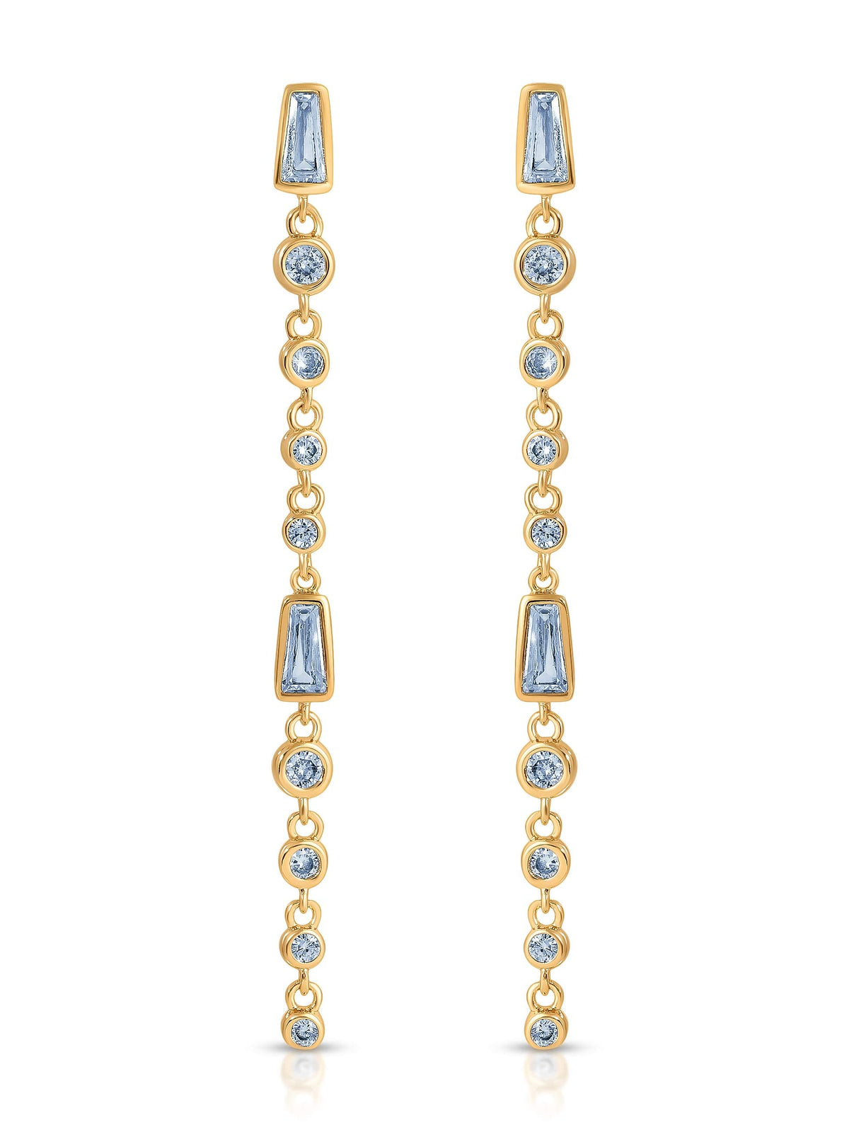 Crystal Linear Earrings - Blue Crystal with 18k Gold Plating | Ettika