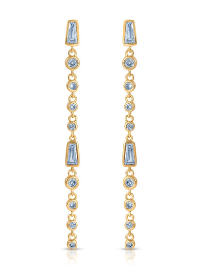 Crystal Linear Earrings - Blue Crystal with 18k Gold Plating | Ettika