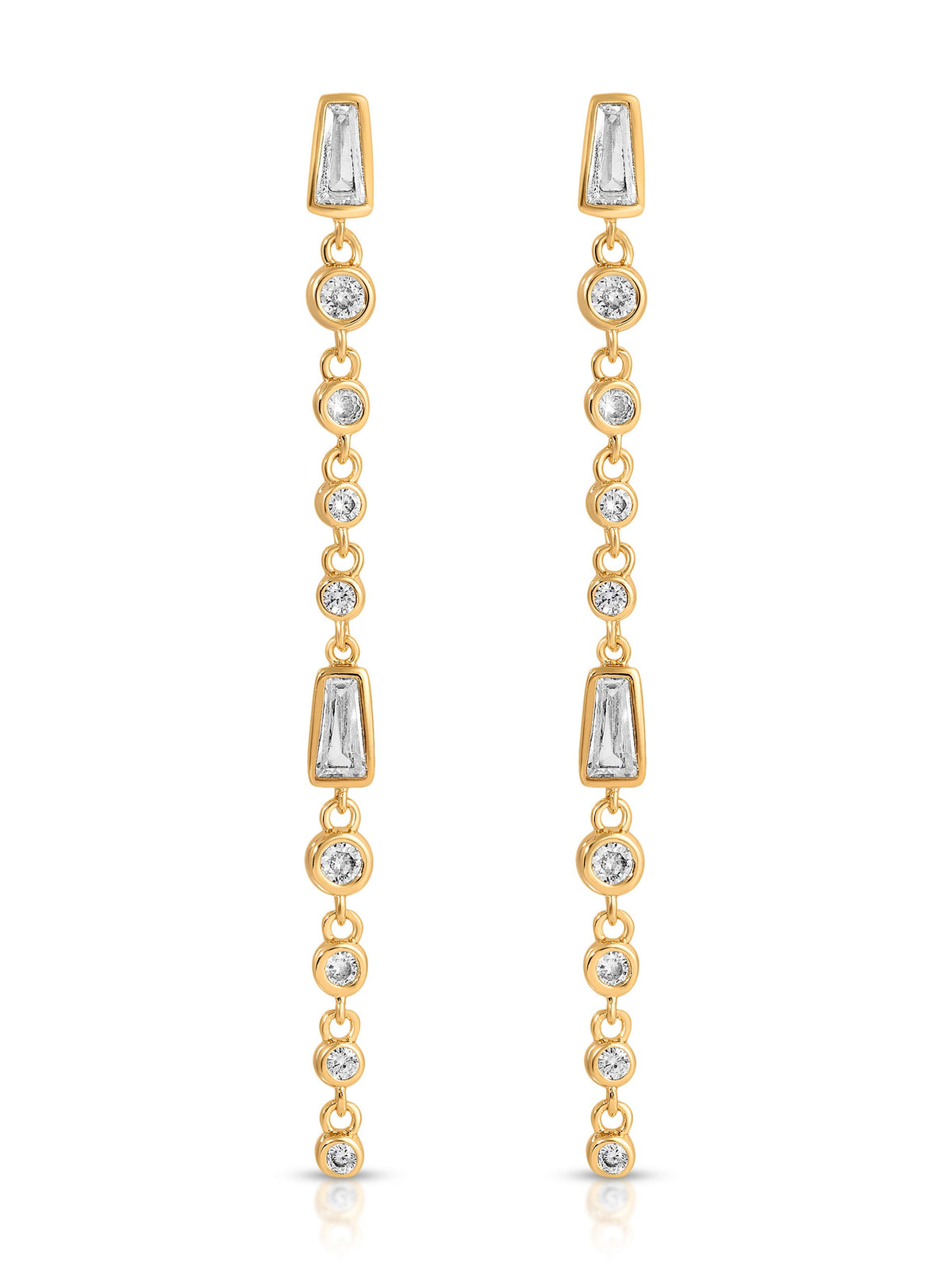 Crystal Linear Earrings - Blue Crystal with 18k Gold Plating | Ettika