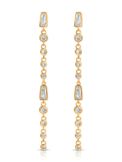 Crystal Linear Earrings - Blue Crystal with 18k Gold Plating | Ettika