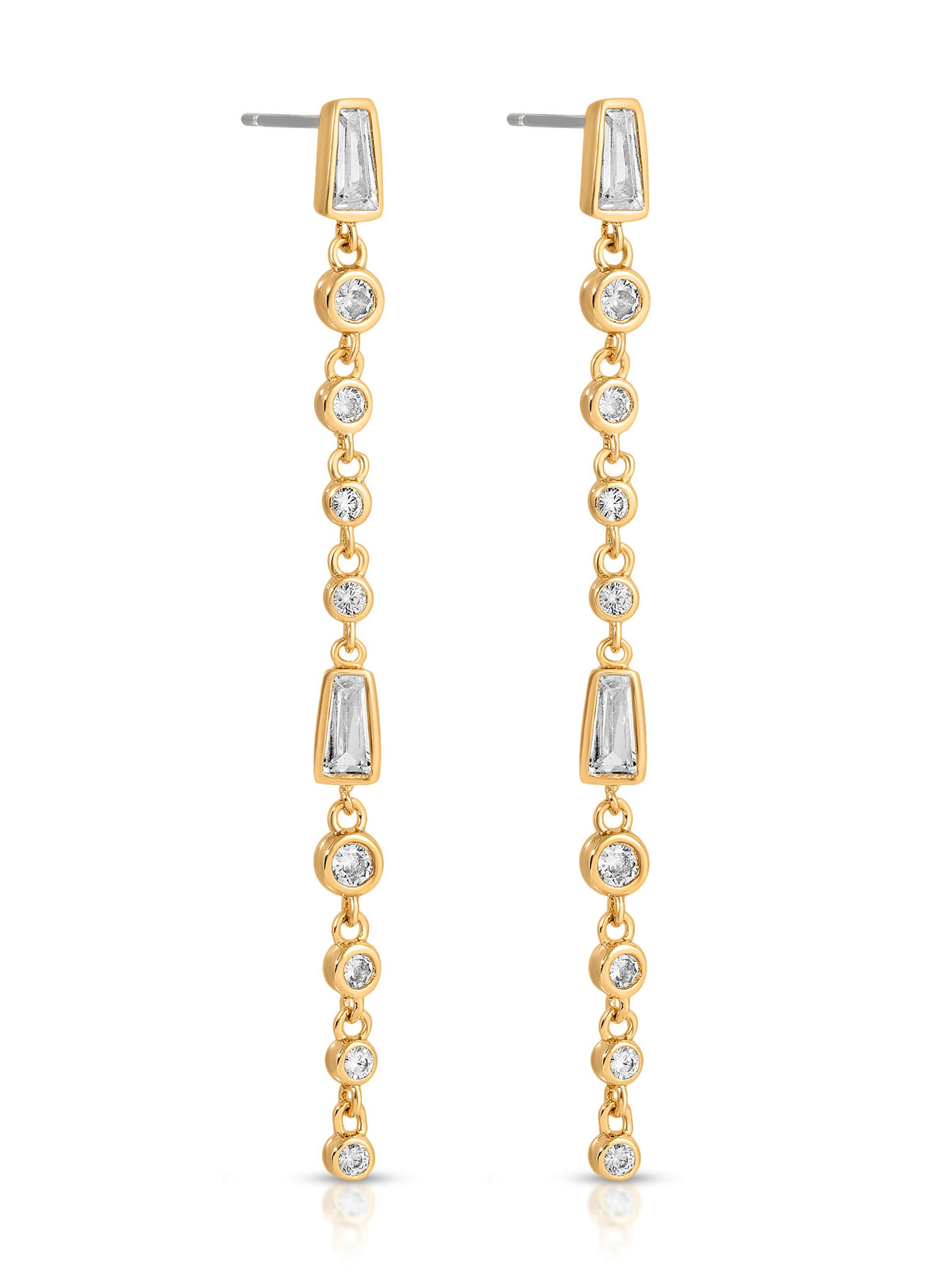 Crystal Linear Earrings - Blue Crystal with 18k Gold Plating | Ettika