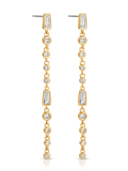 Crystal Linear Earrings - Blue Crystal with 18k Gold Plating | Ettika