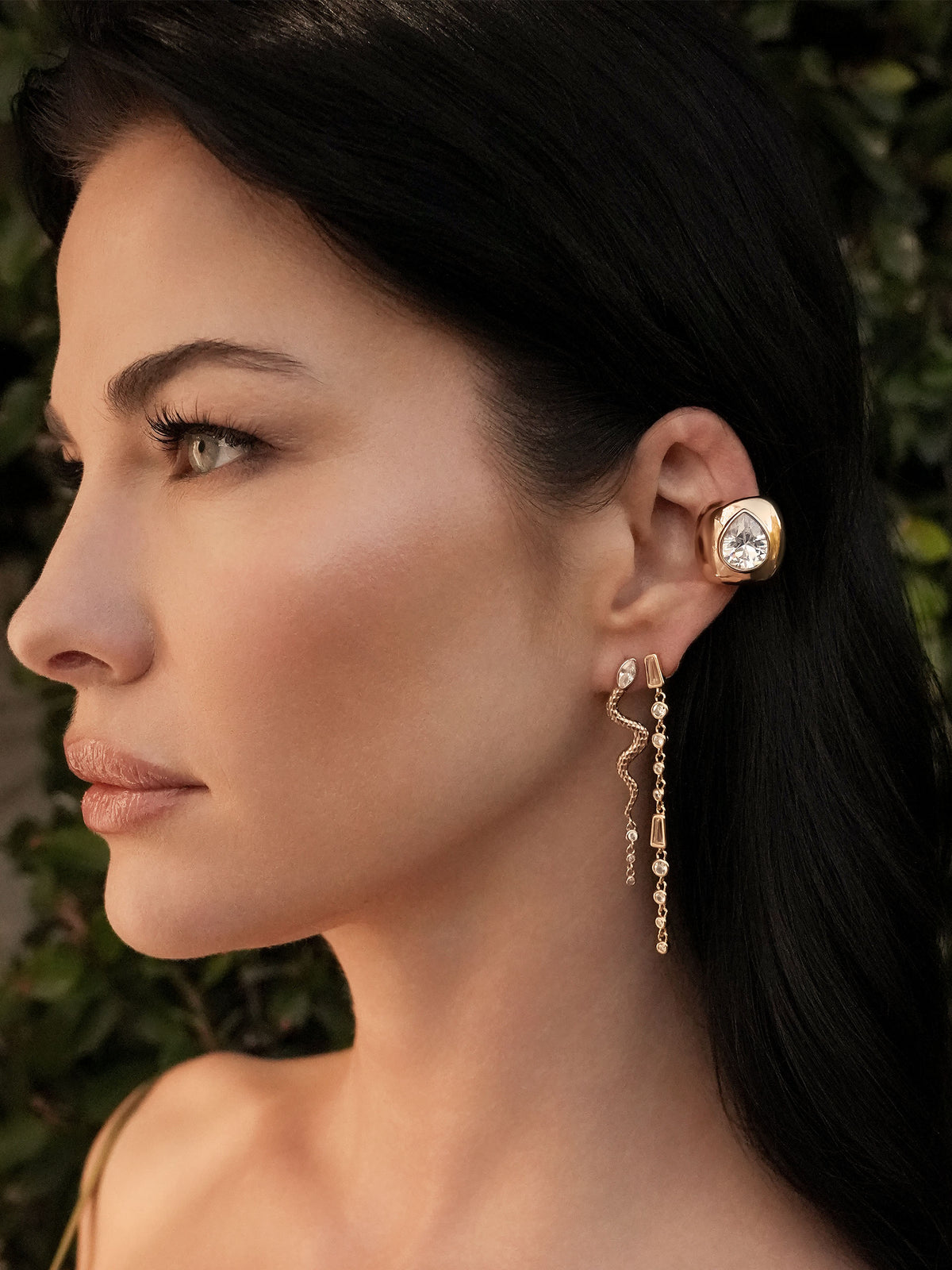 Crystal Linear Earrings - Blue Crystal with 18k Gold Plating | Ettika