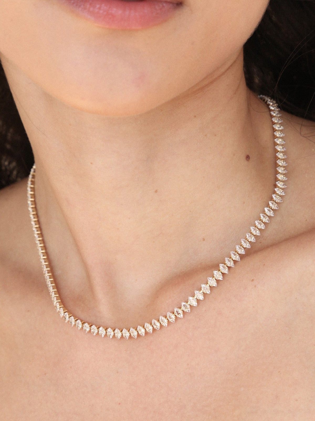 Marquise Necklace - Black Crystal with 18k Gold Plating | Ettika