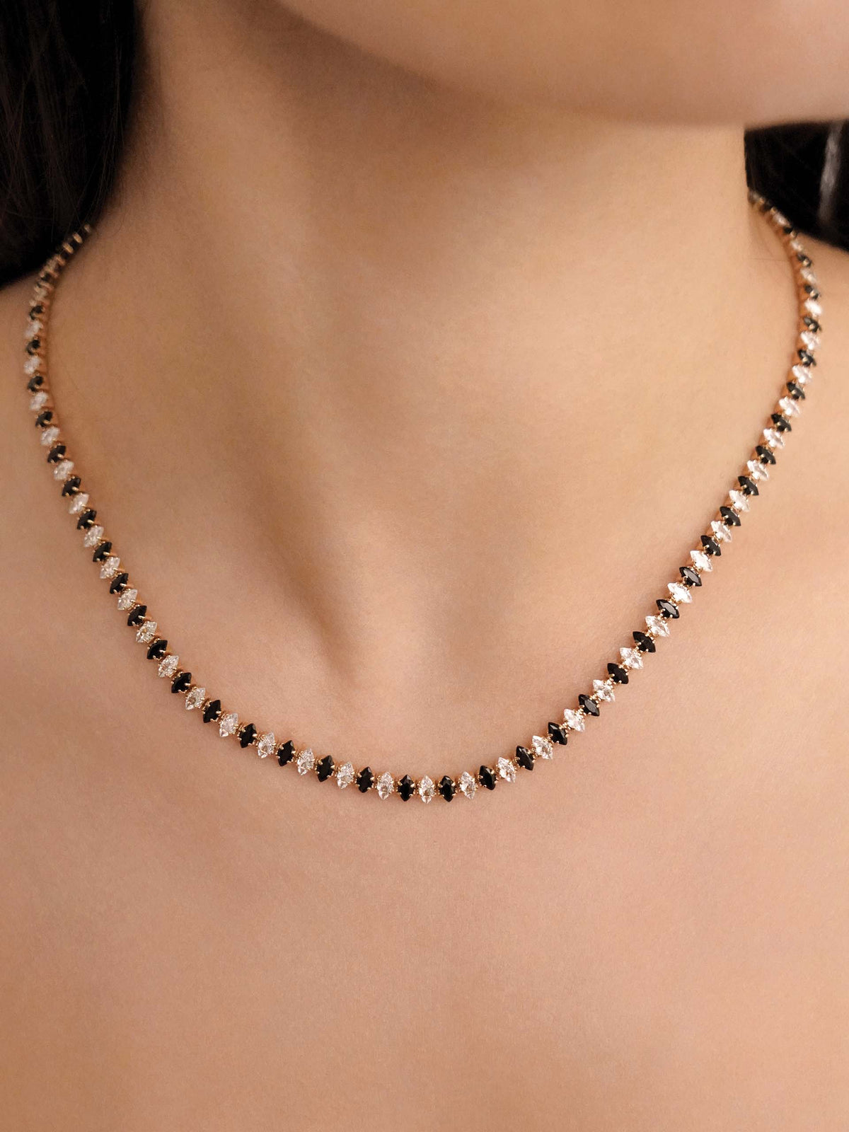 Marquise Necklace - Black Crystal with 18k Gold Plating | Ettika