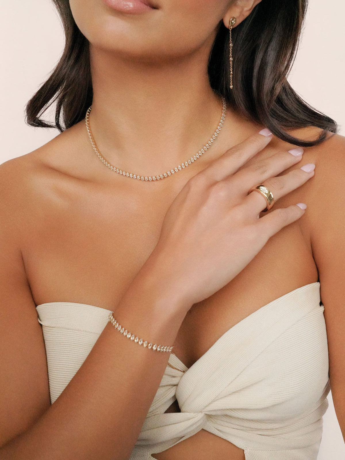 Marquise Necklace - Black Crystal with 18k Gold Plating | Ettika