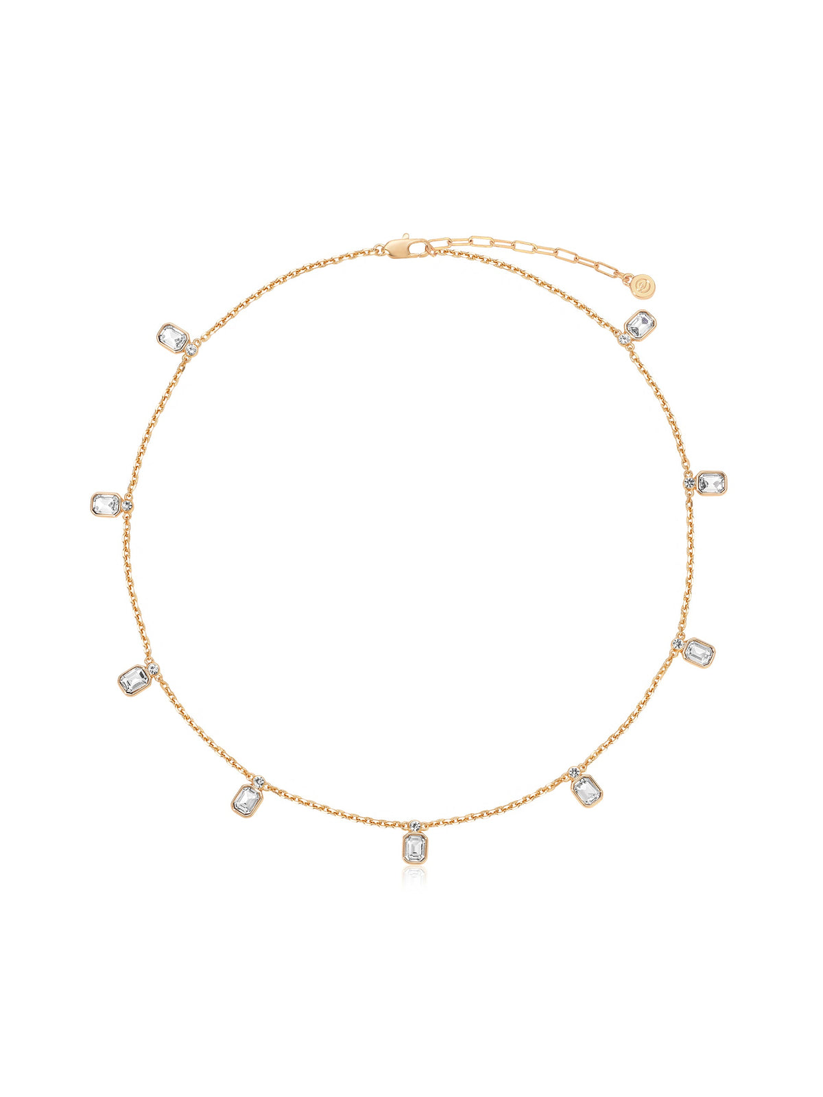 Emerald Deco Charm Necklace - Clear Crystal with 18k Gold Plating | Ettika