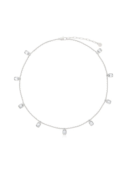 Emerald Deco Charm Necklace - Clear Crystal with 18k Gold Plating | Ettika