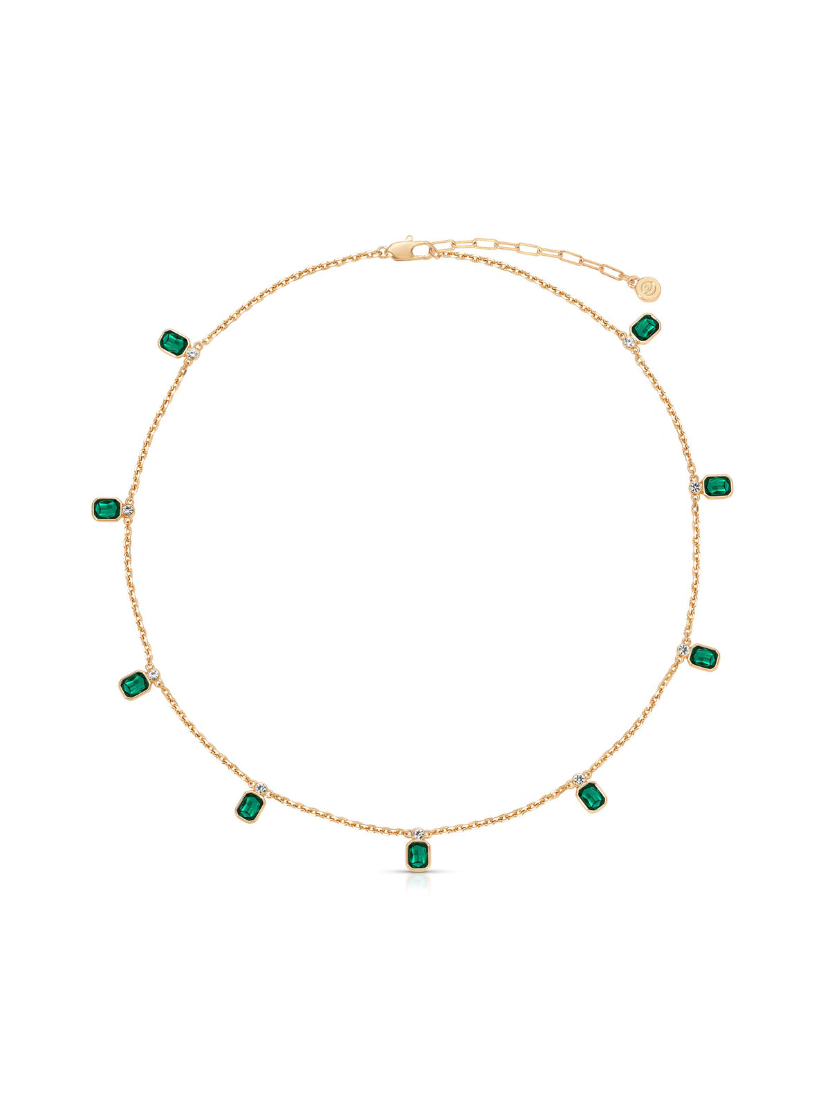 Emerald Deco Charm Necklace - Clear Crystal with 18k Gold Plating | Ettika