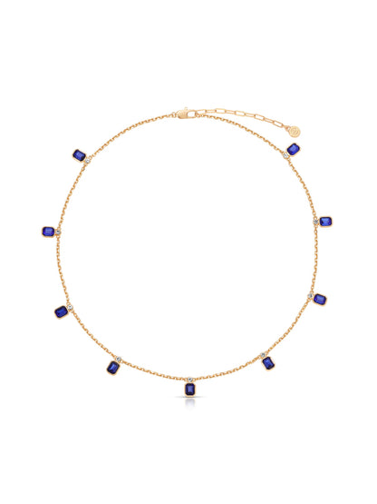 Emerald Deco Charm Necklace - Clear Crystal with 18k Gold Plating | Ettika