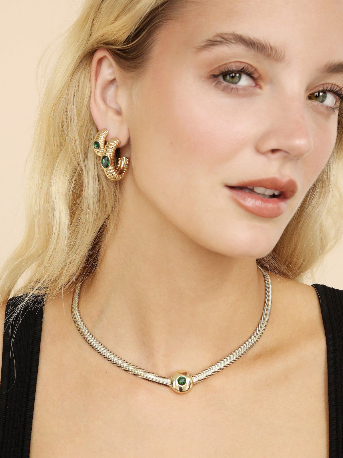 Emerald City Necklace - Clear Crystal with 18k Gold Plating | Ettika
