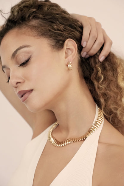 Small Metal Moderna Hoops - 18k Gold Plated | Ettika