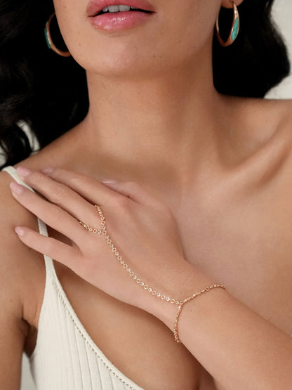 Crystal Dotted Hand Chain - Clear Crystal with 18k Gold Plating | Ettika