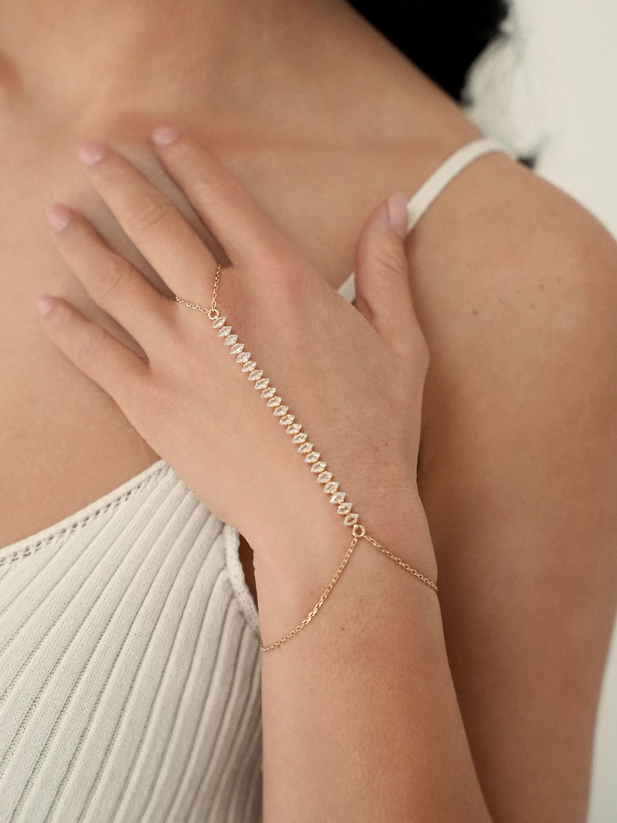 Stars Align Hand Chain - Clear Crystal with 18k Gold Plating | Ettika