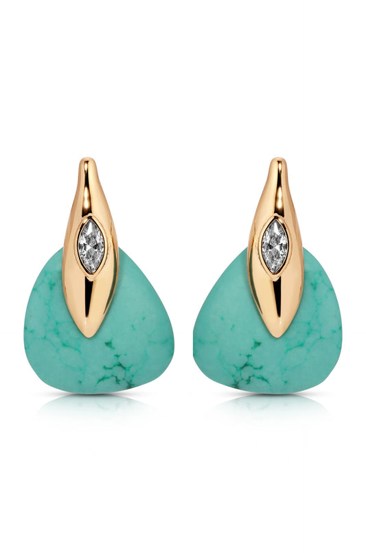Turquoise Solstice Earrings - Turquoise with 18k Gold Plating | Ettika