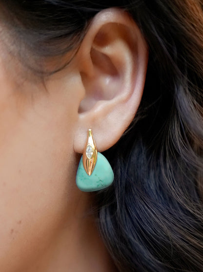 Turquoise Solstice Earrings - Turquoise with 18k Gold Plating | Ettika