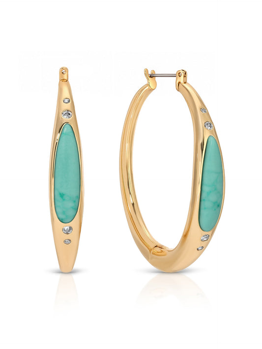 Turquoise Solstice Hoops - Turquoise with 18k Gold Plating | Ettika