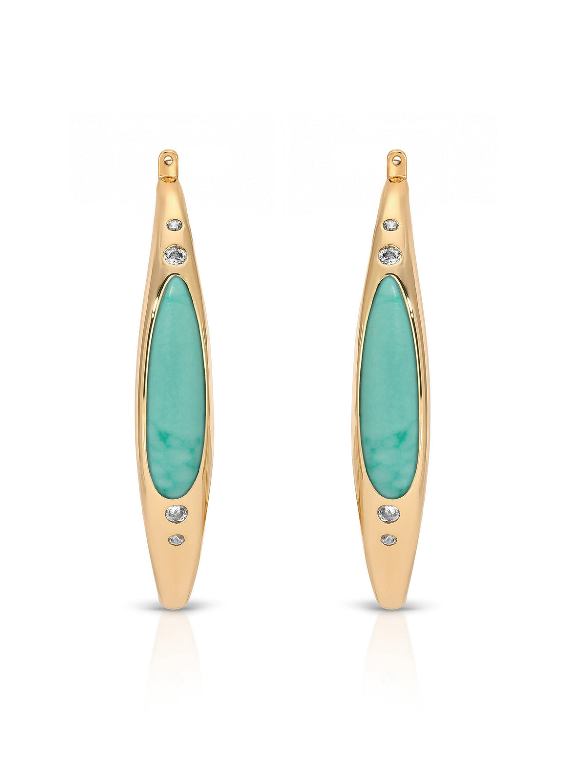 Turquoise Solstice Hoops - Turquoise with 18k Gold Plating | Ettika