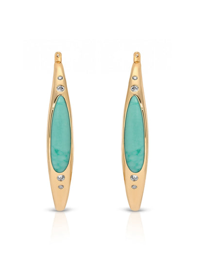 Turquoise Solstice Hoops - Turquoise with 18k Gold Plating | Ettika