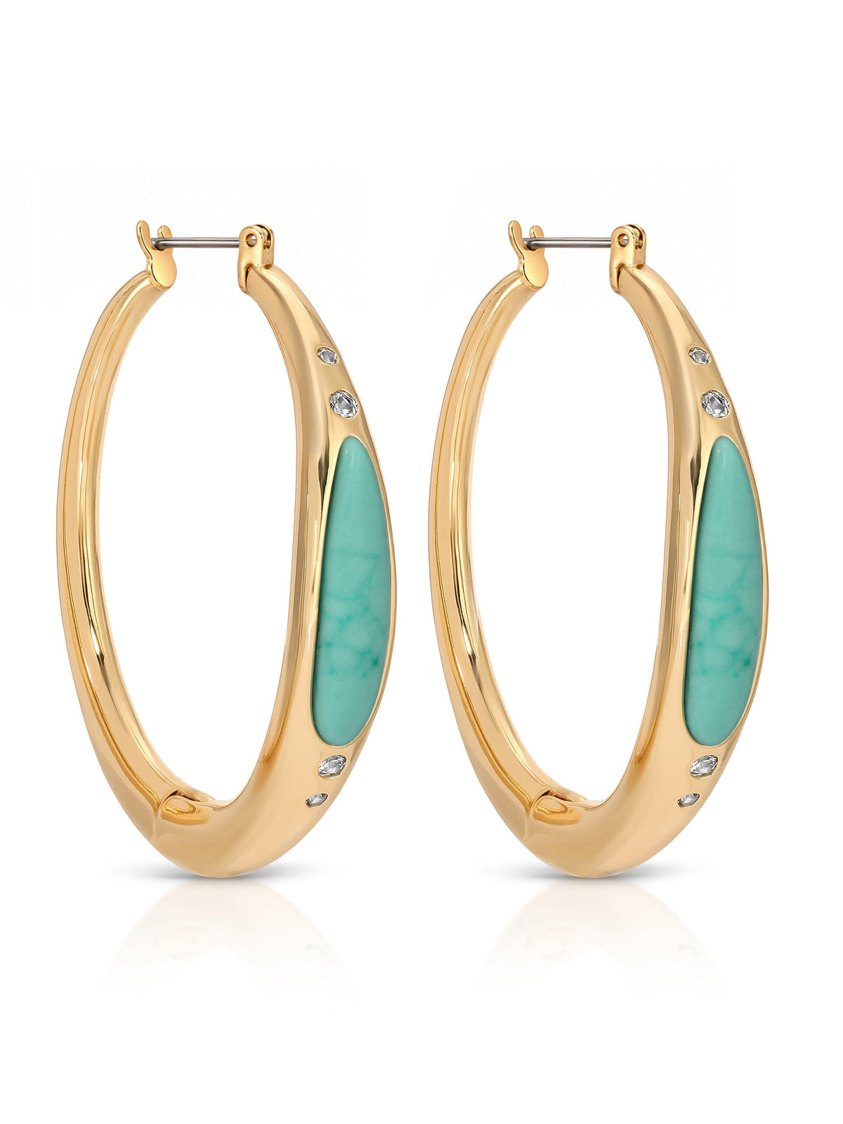 Turquoise Solstice Hoops - Turquoise with 18k Gold Plating | Ettika