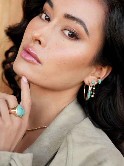Turquoise Solstice Hoops - Turquoise with 18k Gold Plating | Ettika