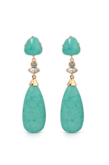 Turquoise Solstice Drop Earrings - Turquoise with 18k Gold Plating | Ettika