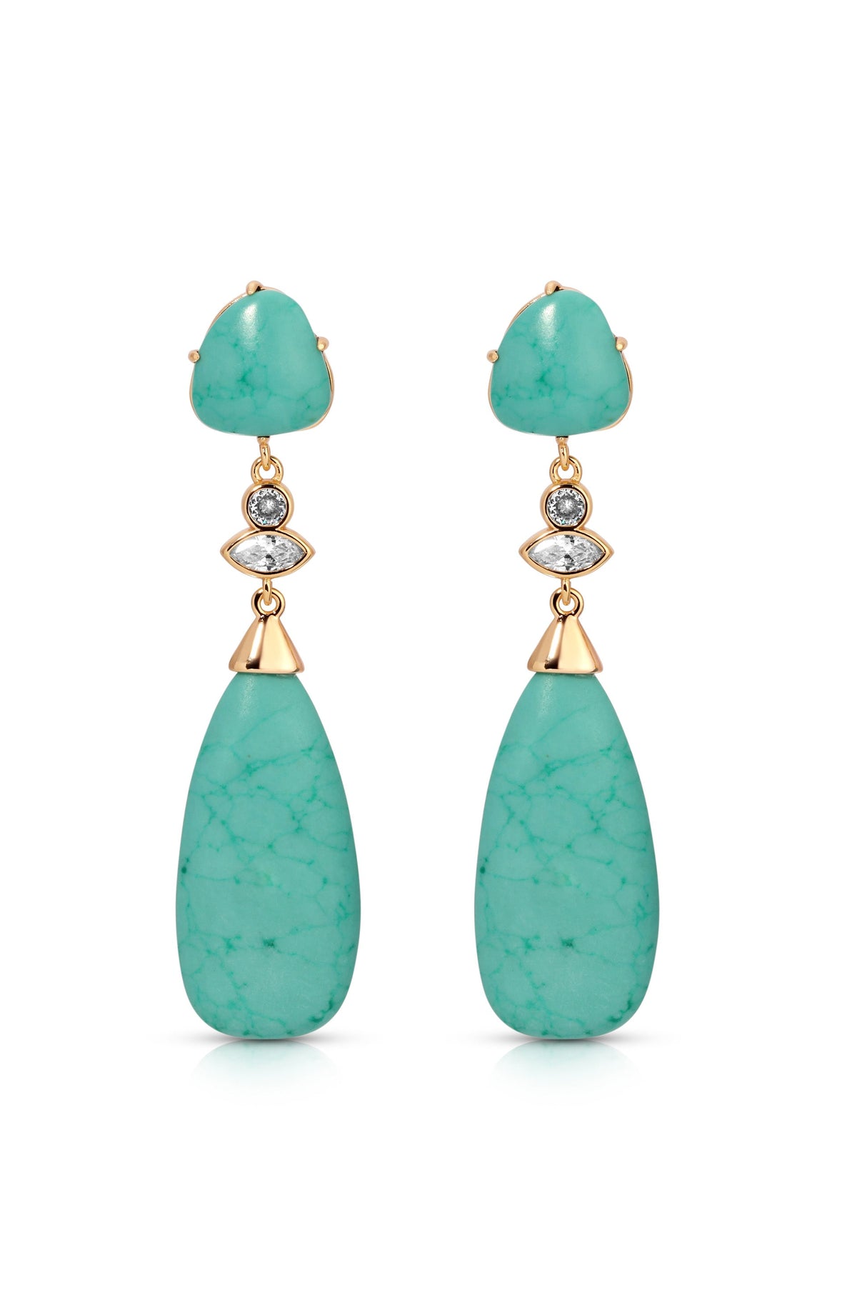 Turquoise Solstice Drop Earrings - Turquoise with 18k Gold Plating | Ettika