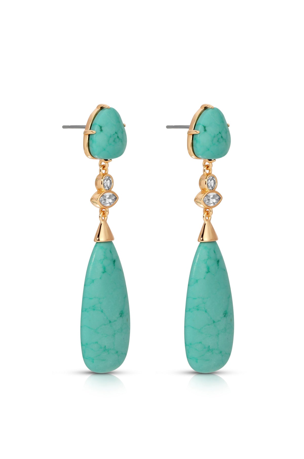 Turquoise Solstice Drop Earrings - Turquoise with 18k Gold Plating | Ettika