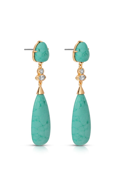 Turquoise Solstice Drop Earrings - Turquoise with 18k Gold Plating | Ettika