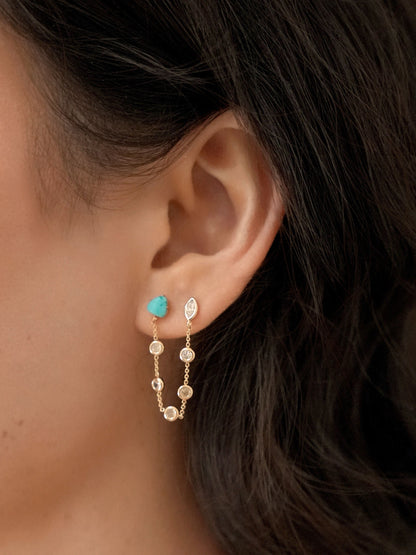 Double Piercing Turquoise Earrings - Turquoise with 18k Gold Plating | Ettika